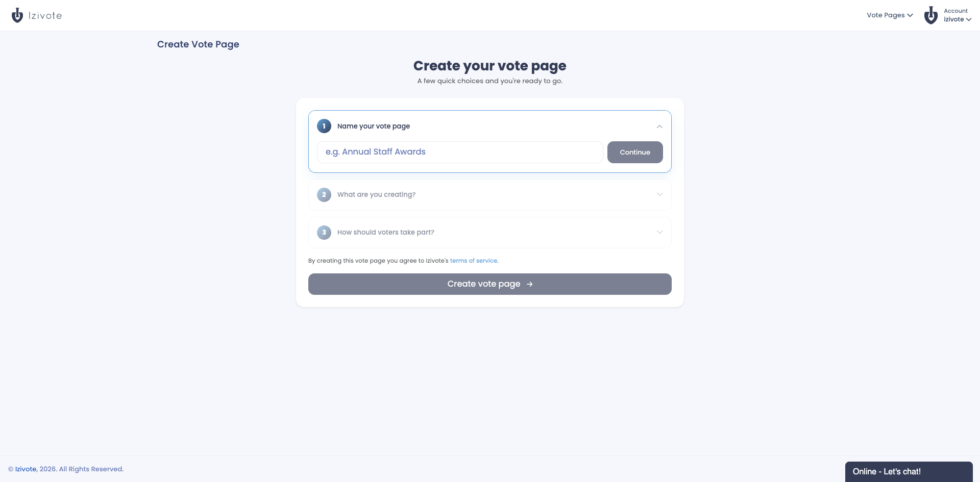 Create your vote page
