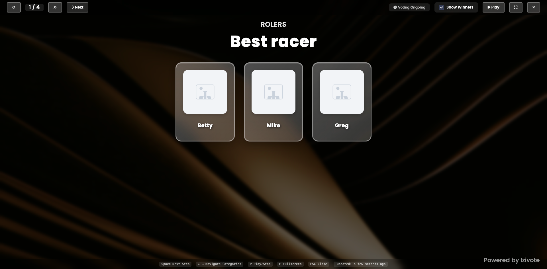 Present mode revealing a category nominees